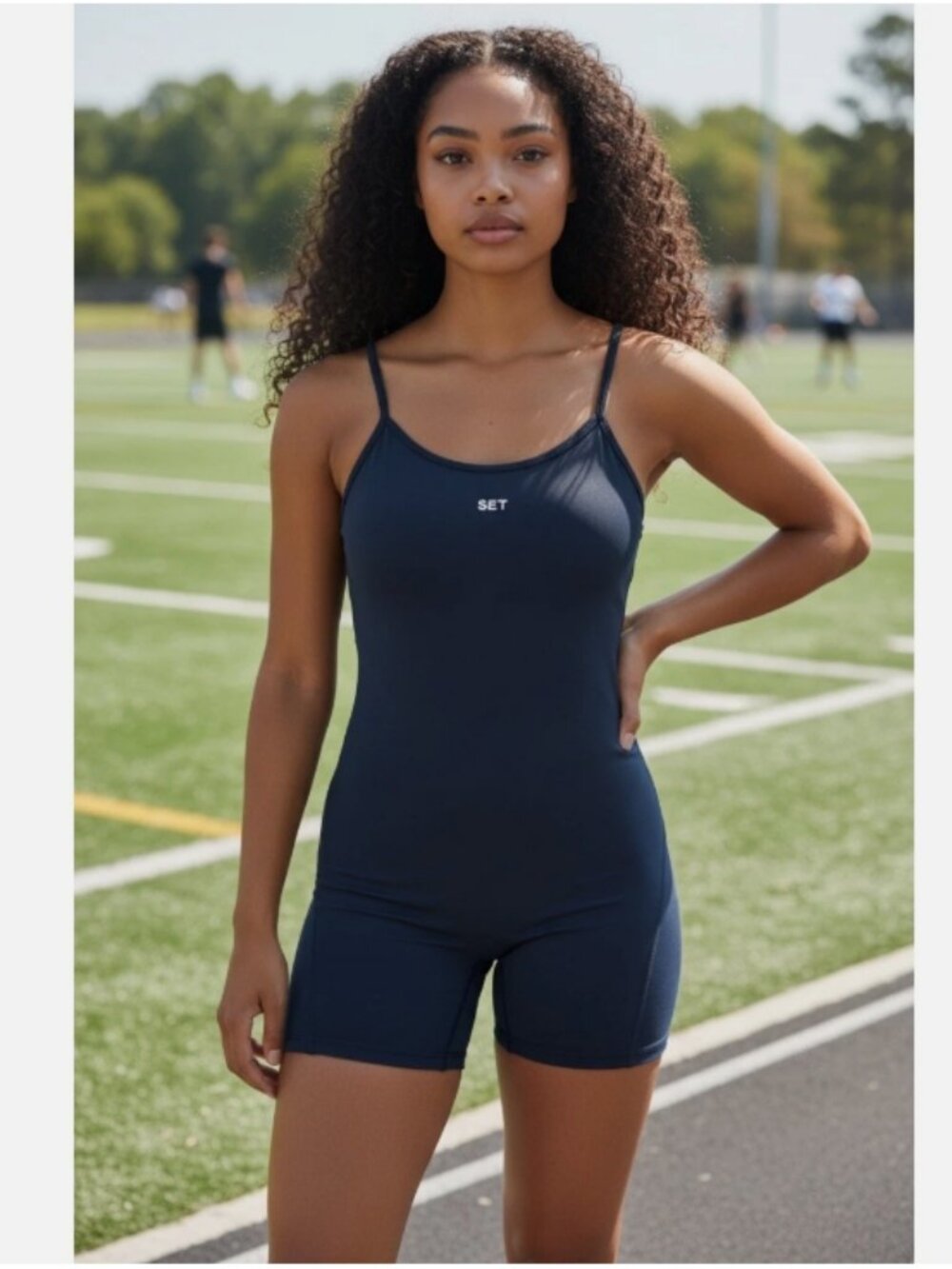 SET Active Sportbody Bodysuit Shortysuit Large Navy Blue Active Athletic Romper